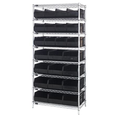 QUANTUM STORAGE SYSTEMS Stackable Shelf Bin Steel Shelving Systems WR8-483485BK